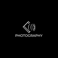 Photography Logo Design Vector Template. Minimalist, Simple, Modern, Camera, Lens, Focus.