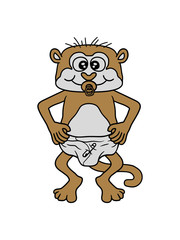 Fototapeta premium baby äffchen affe süß niedlich schimpanse lustig klein kind gorilla clipart design gemalt menschenaffe