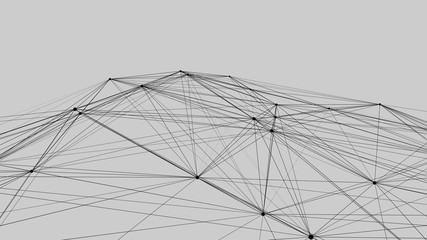 Connection of dots and lines on a white background. Abstract vector illustration.