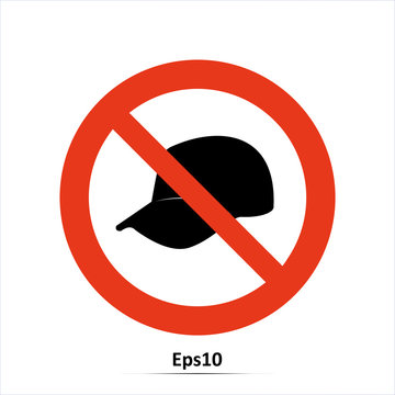 Prohibition cap symbol on a white background. Red prohibition sign. Stop symbol