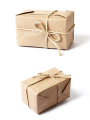 Set  of Craft gift box isolated on white background