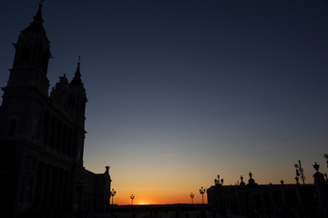 Sunset over Royal Palace Madrid