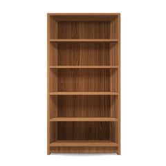 Empty Wooden Cabinet, Bookshelves,shelf.wood texture, perspective, natural wood, realistic, 3d. design background, Vector