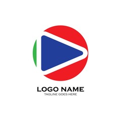 colorful play media logo design template. triangle play icon symbol design