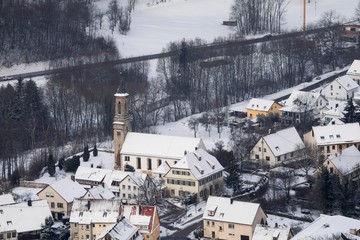 Fototapeta premium Winter - Schloss Lichtenstein