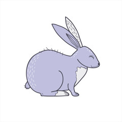 Rabbit drawing. Vector color illustration. Freehand animal drawing