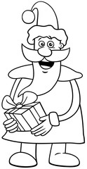 Santa Claus on Christmas time coloring book page