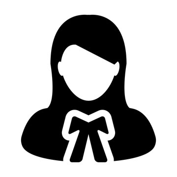 Justice icon vector female user person profile avatar symbol for law and justice in flat color glyph pictogram illustration