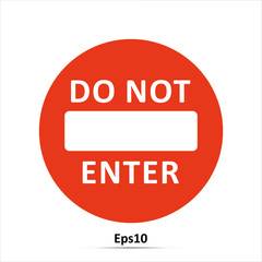 Road sign. Do not entery. Vector Illustration. Red prohibition sign. Stop symbol