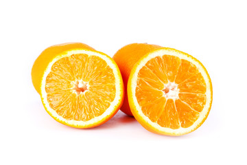 juicy oranges isolated on white background close-up
