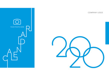 New Year 2020 Desk Calendar Planner cover modern line design template blue background