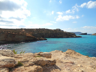 Fototapeta na wymiar Blue Lagoon in Comino Island Malta