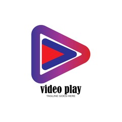 colorful play media logo design template. triangle play icon symbol design