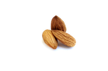 Closeup of almonds on white