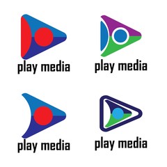 colorful play media logo design template. triangle play icon symbol design