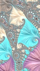 Artfully 3D rendering fractal, fanciful abstract illustration and colorful designed pattern