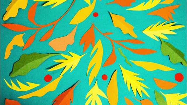 Autumn leaves background for your brand logo commercial advertisement postcard invitation texture gift card halloween stop motion animation animated cartoon paper art craft handmade frame decoration
