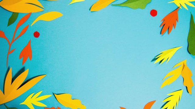 Autumn leaves background for your brand logo commercial advertisement postcard invitation texture gift card halloween stop motion animation animated cartoon paper art craft handmade frame decoration