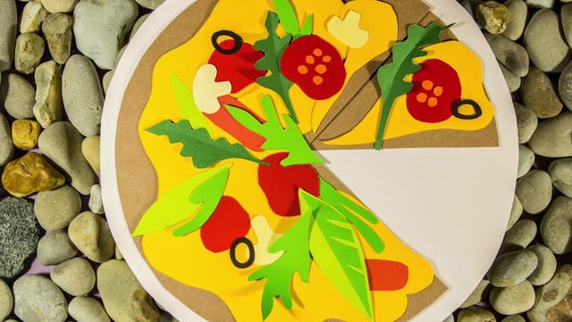 Pizza advertisement commercial for your brand logo stop motion animation paper art craft cartoon branding social media marketing background