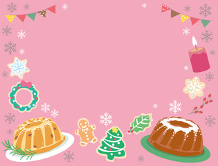 Background with Christmas pastry. Vector illustration.