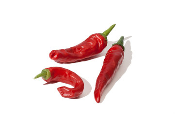 red chili peppers isolated on white background