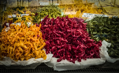 Color pasta at Jersualem market 