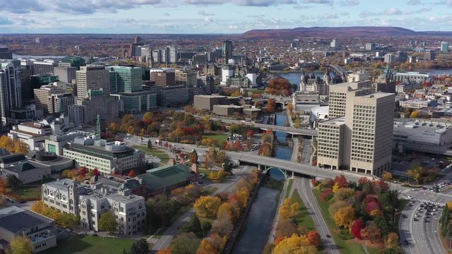 Ottawa autumn aerial city skyline 