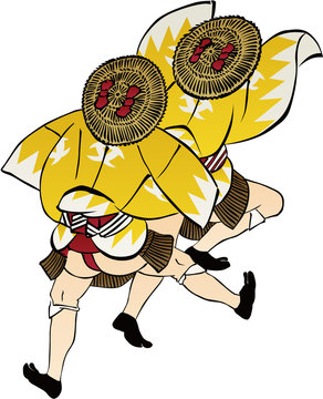 japanese dancers yellow costumes clip art preview