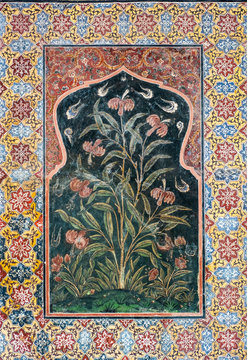 Seamless floral wall pattern of the Mughal era