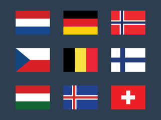 Obraz premium Europe countries vector flags