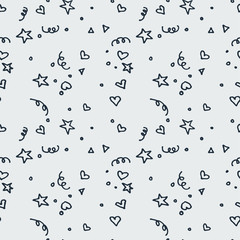 Doodle wave, zigzag, circle, star memphis seamles pattern. Grunge fashion 80-90s