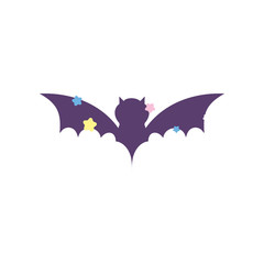 purple bat open wings stars