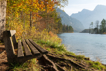 Rastbank am Almsee Im Herbst