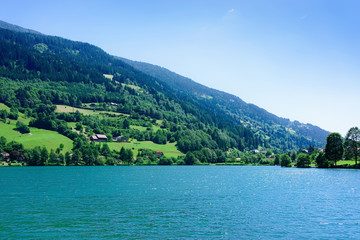 Fototapeta na wymiar Panorama of lake Field am See in Carinthia at Austria