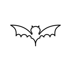 happy halloween celebration bat open wings thick line