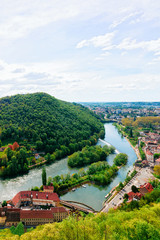 Landscape from Citadel in Besancon and River Doubs of Bourgogne
