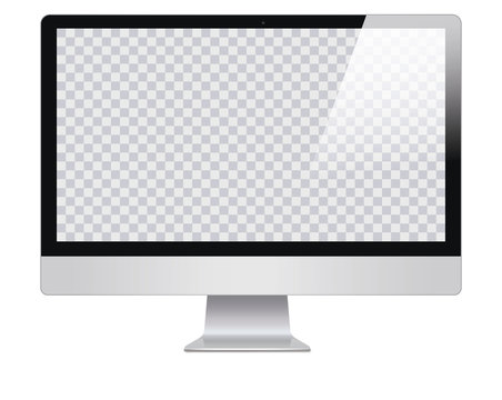 Monitor in imac style for computer with blank screen, isolated on white background. Monitor with transparent monitor, screen. Monitor with blank screen isolated . Computer screen - vector illustration