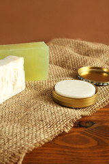 Fototapeta na wymiar Three different types of soap