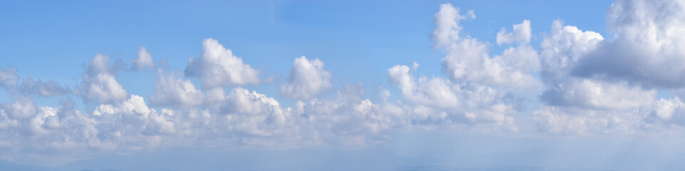 panoramic blue sky background with white clouds