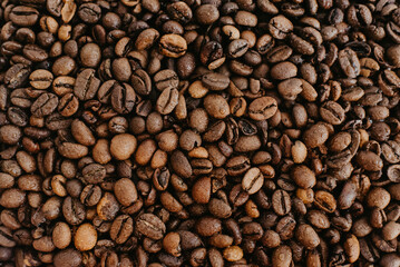 Wet coffee beans background