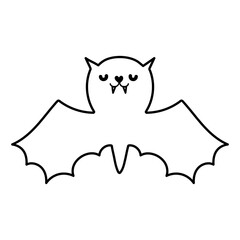happy halloween celebration bat with open wings line style