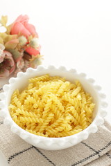 Italian food ingreed, dried short noodles Fusilli