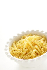 Italian food ingreed, dried short noodles Fusilli