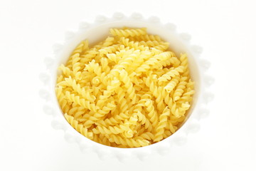 Italian food ingreed, dried short noodles Fusilli