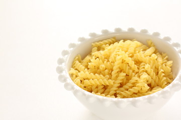 Italian food ingreed, dried short noodles Fusilli