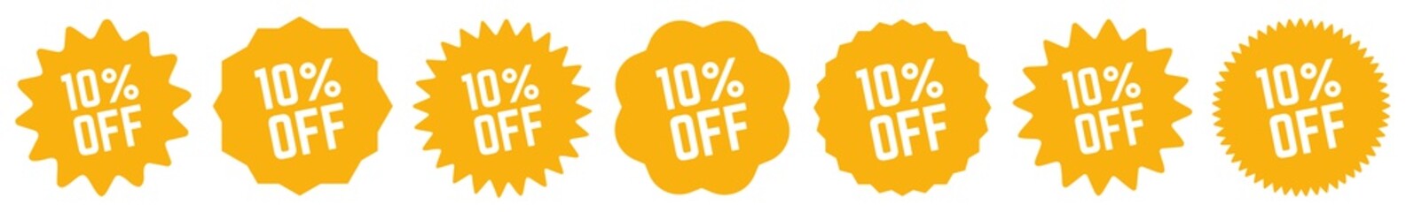 10 Percent OFF Discount Tag Orange | Special Offer Icon | Sale Sticker | Deal Label | Variations
