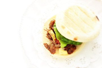 English muffin and Yakiniku beef sandwich