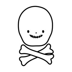 happy halloween celebration skull bones cartoon line style