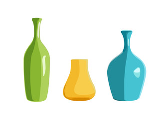 vector illustration ceramic color vases