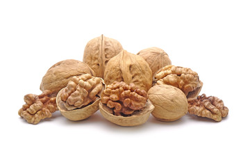 walnuts isolated on white background